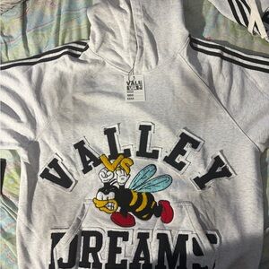 Valley Dreams Gray Hoodie with Bee Design